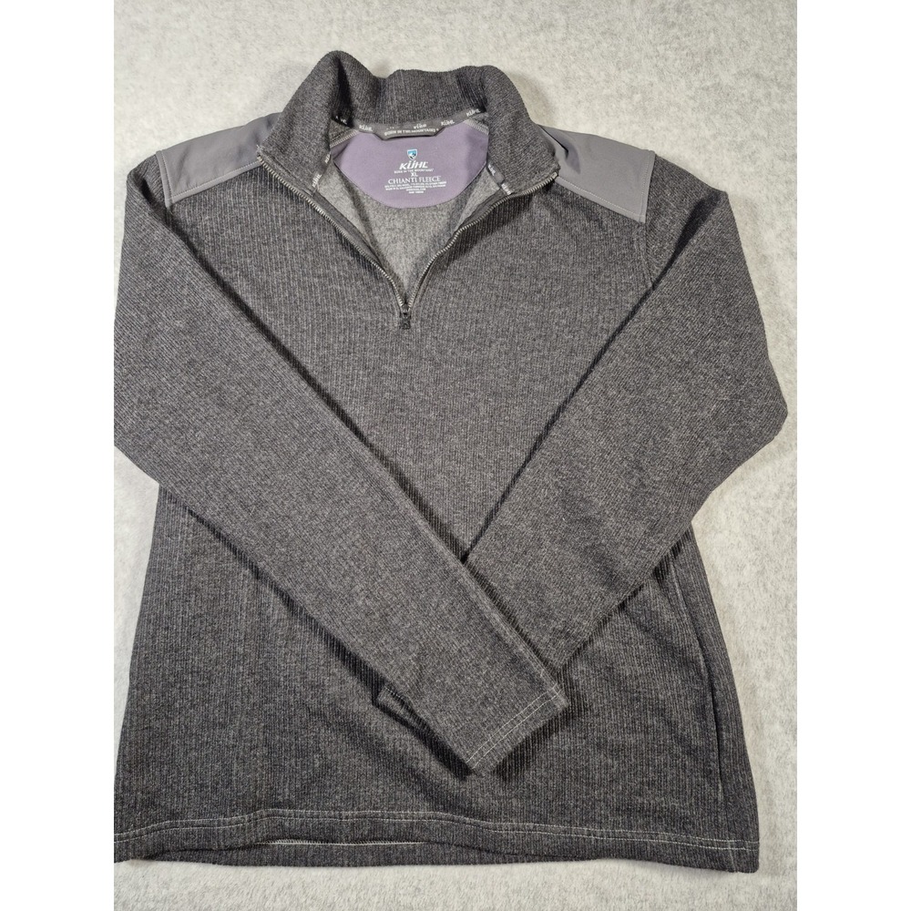 Kuhl Sweater Mens XL Gray 1/4 Zip Pullover Wool Blend Chianti Fleece